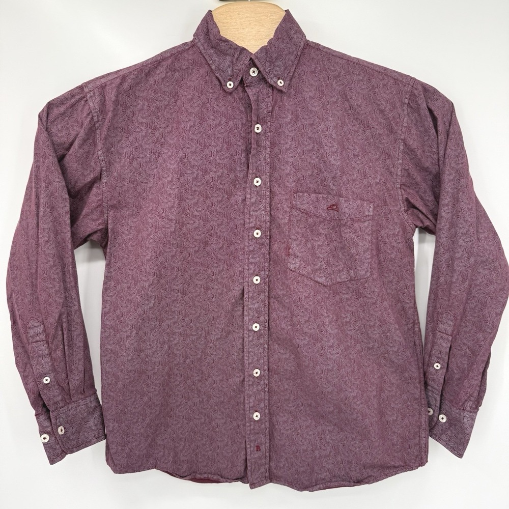 Resistol Button Down Shirt Mens S Burgundy Paisley Western‎ Long Sleeve Cotton